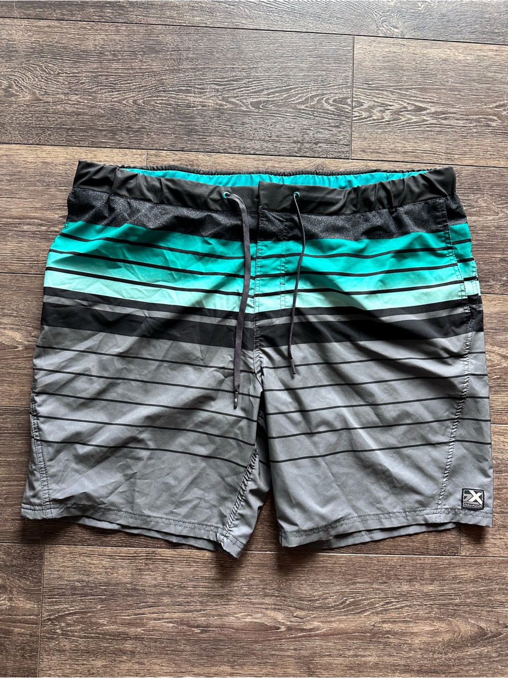 Zeroxposur Men's Swim Trunks Gray and Teal Gradient Size 2X